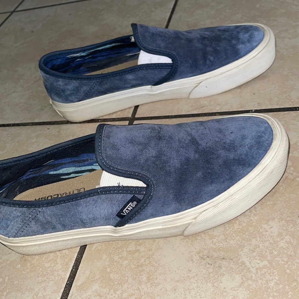 Navy Blue suede slip on vans